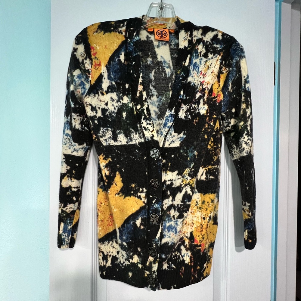 Tory Burch Wally Multicolor Abstract Cardigan Size XS